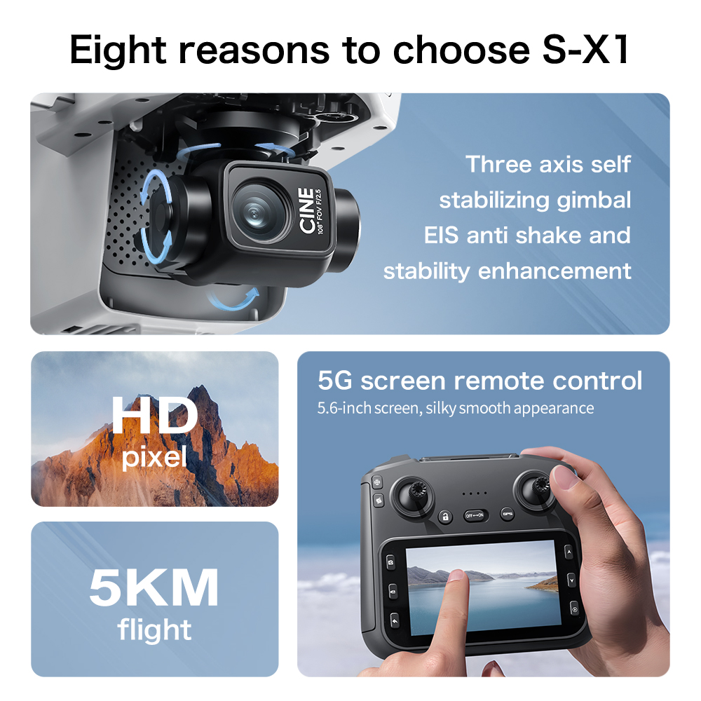 S-X1 MAX GPS 드론 3축 짐벌 8K/4K HD - Drone Multispectral 리뷰 및 가격